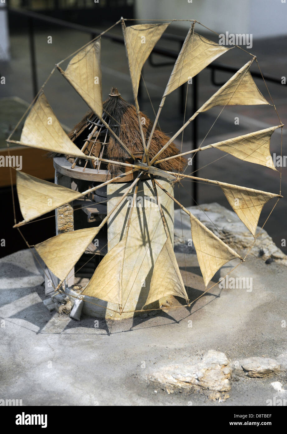 Turm-Windmühle, Crete. Griechenland. ca. 1850. Diorama. Deutsche Museum. München. Deutschland. Stockfoto