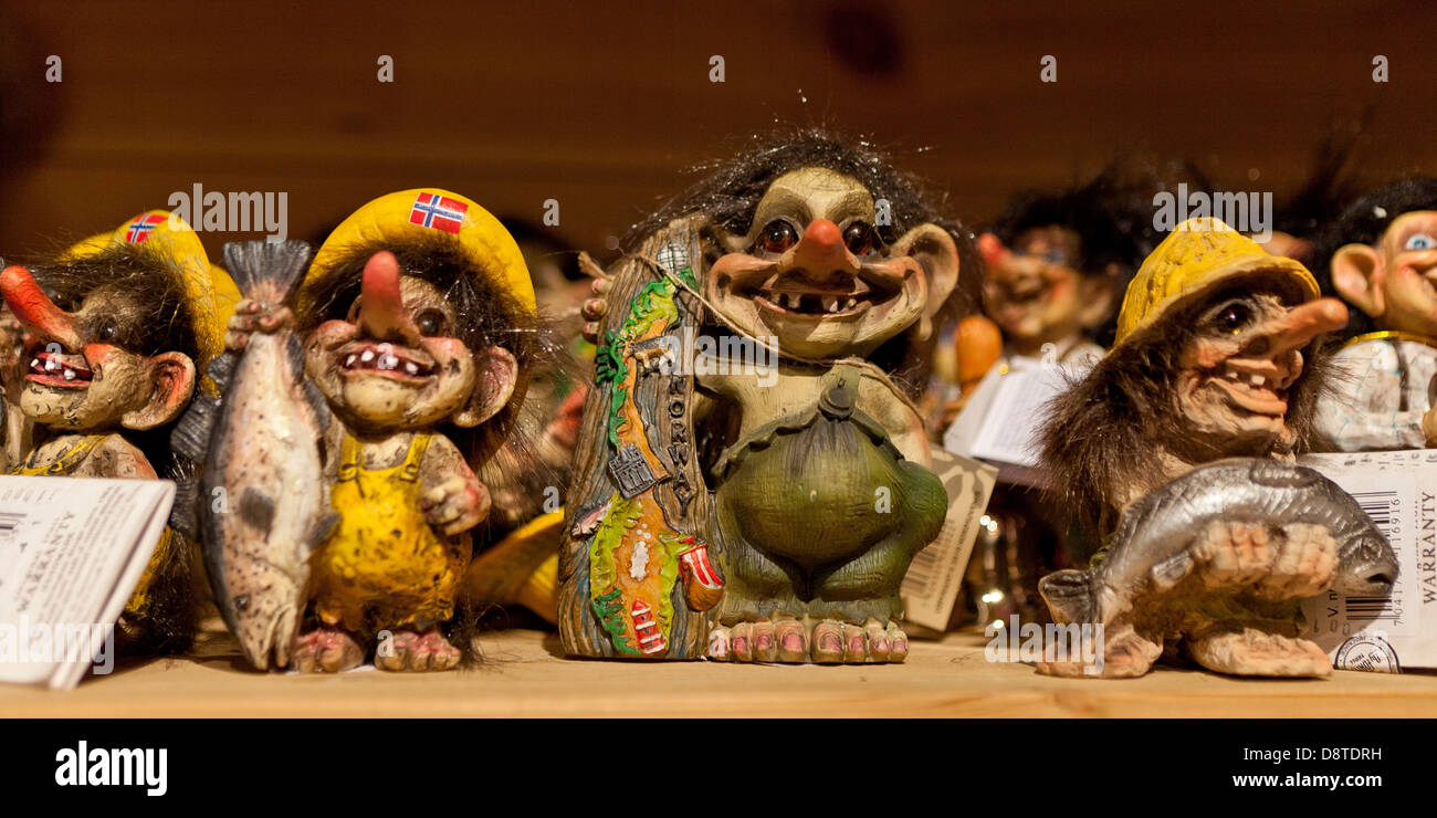 Troll Souvenirs im Hardangersvidda Art Center, Norwegen Stockfoto