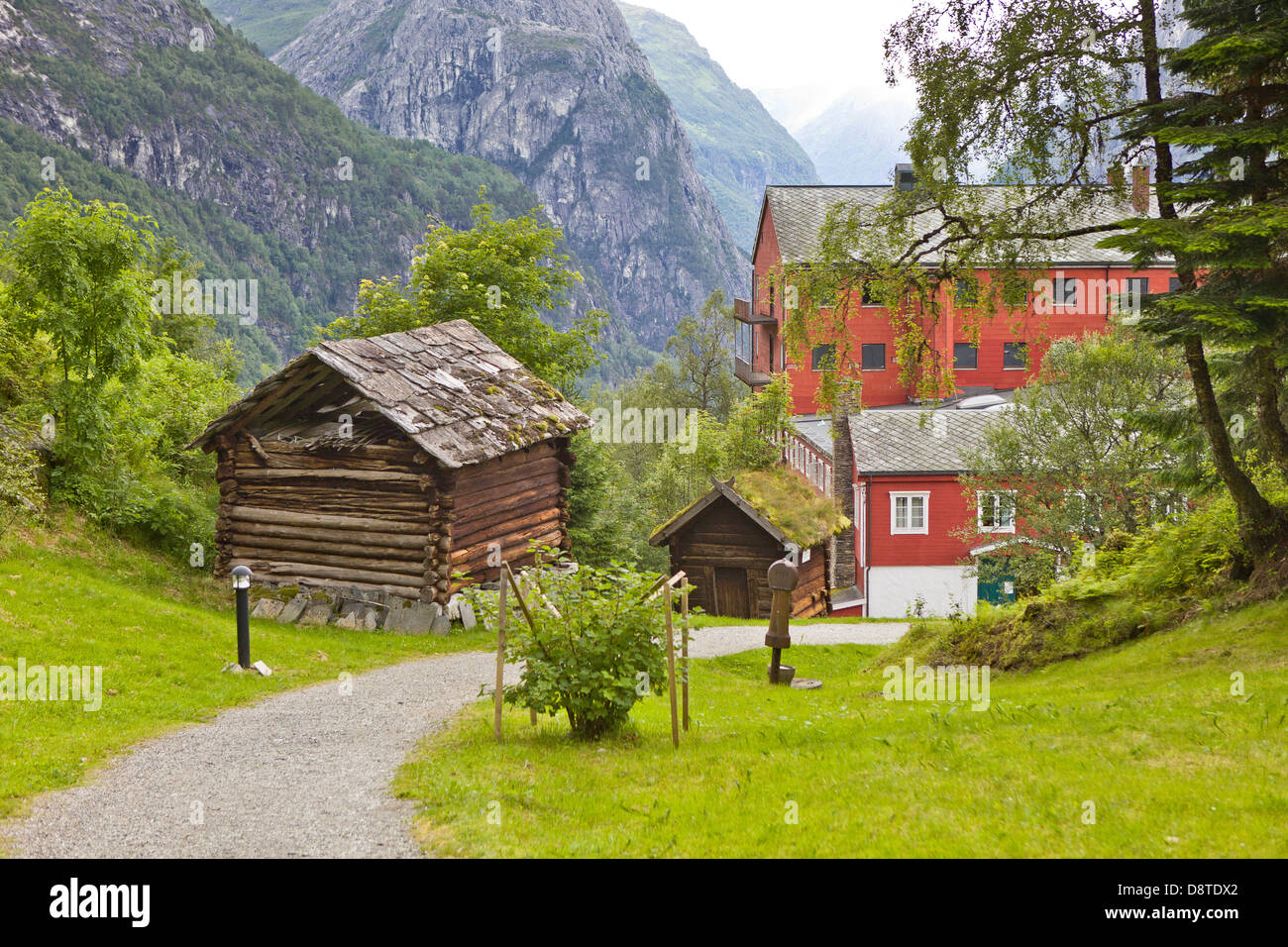 Blockhaus an der Staleheim Hotel, Norwegen Stockfoto