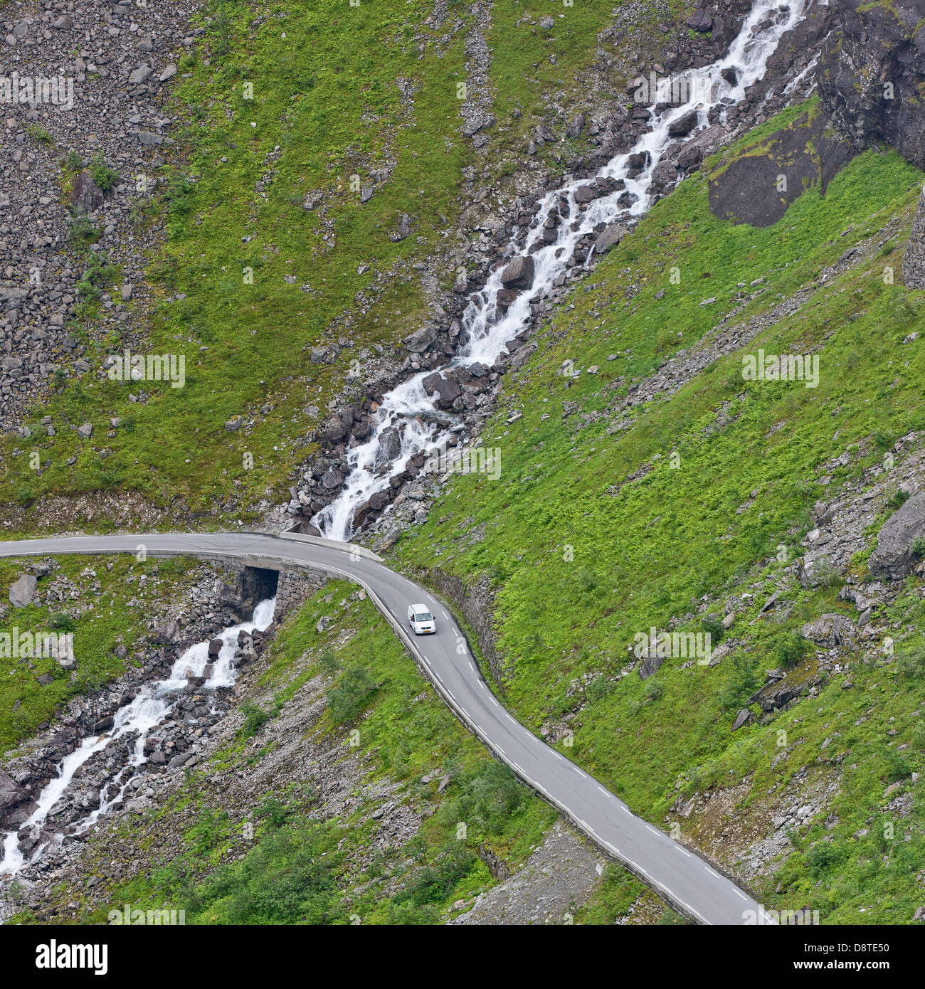 Kurvige Straße, Trollstigen, Norwegen. Stockfoto