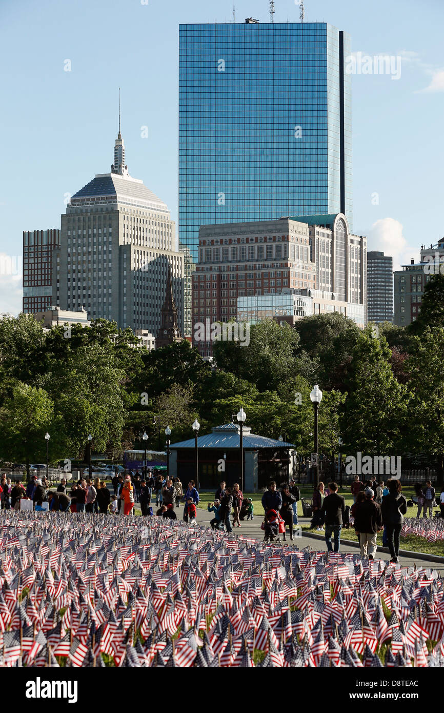 Ein Meer von Fahnen für Memorial Day auf Boston Common, Boston, Massachusetts Stockfoto