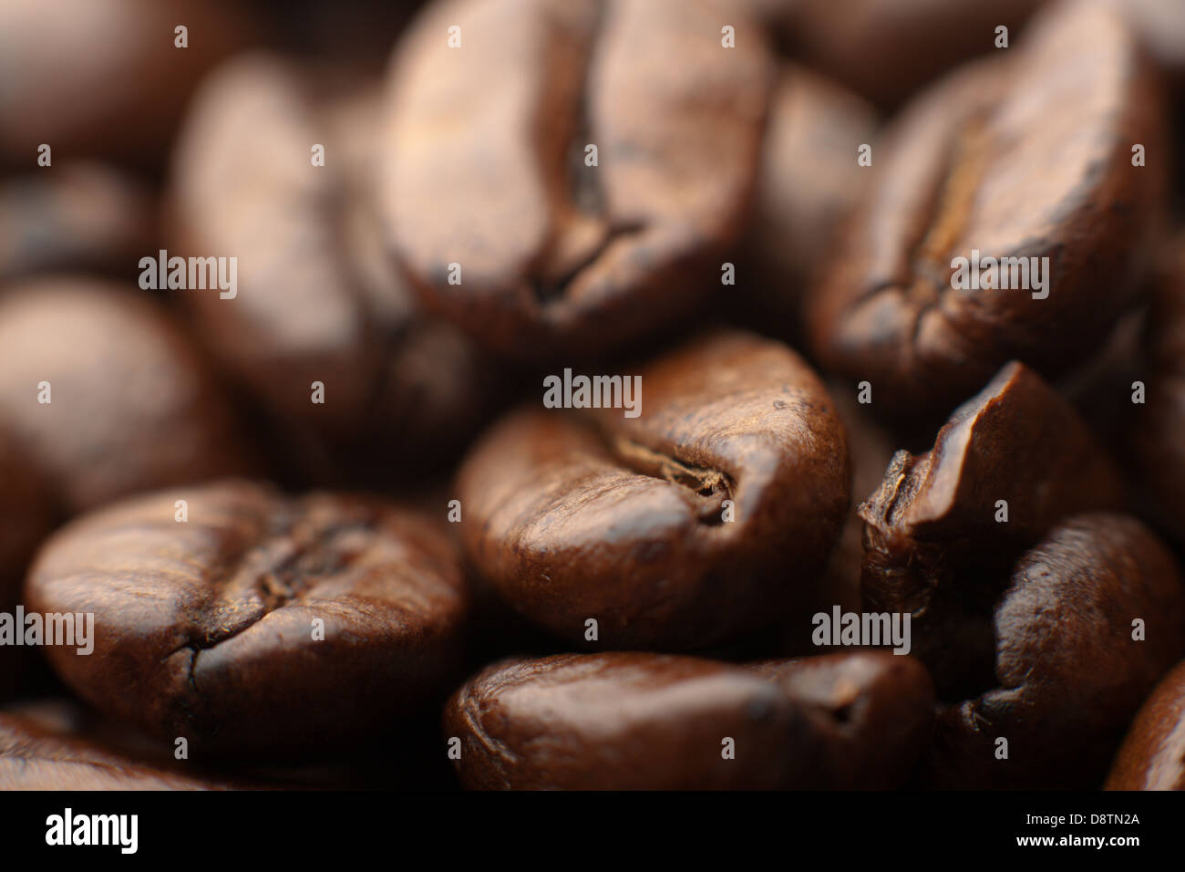 der Hintergrund der Kaffeebohnen hautnah Stockfoto