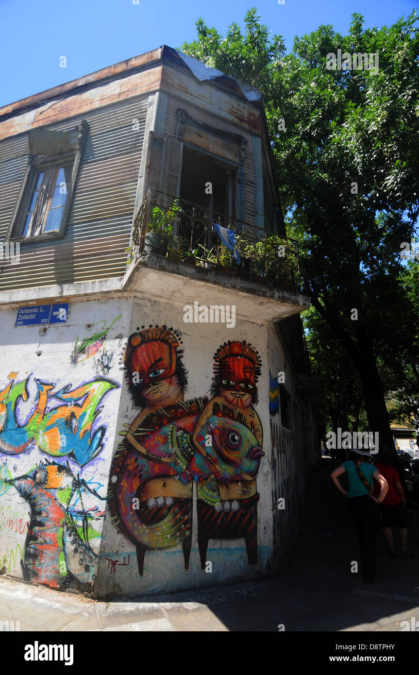 Spektakuläre Streetart in La Boca, Buenos Aires, Argentinien. Weder Herr PR Stockfoto