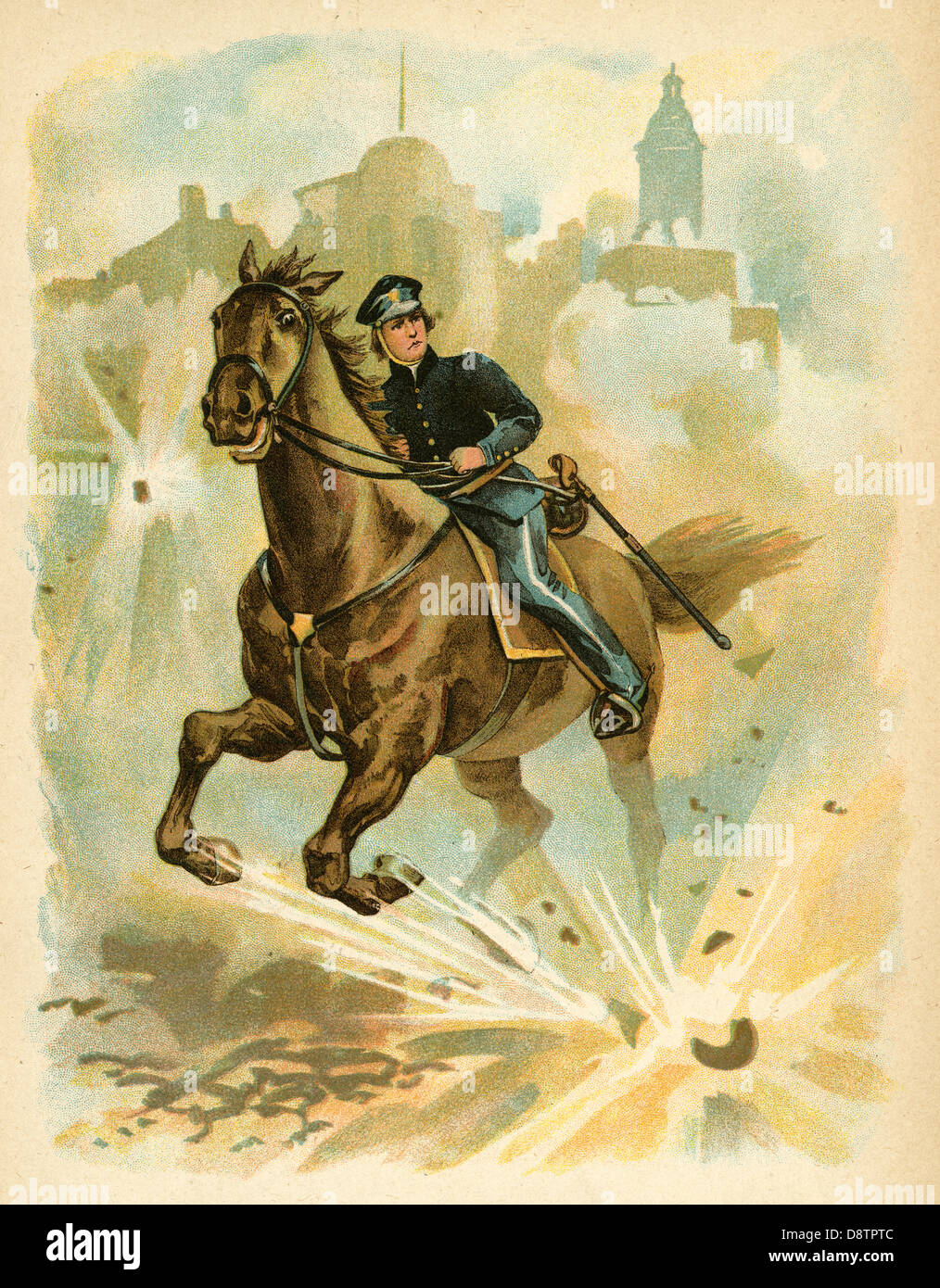 Ca. 1900 Farblitho drucken "Grant im Mexikanisch-Amerikanischen Krieg," 1846 – 1848. Stockfoto