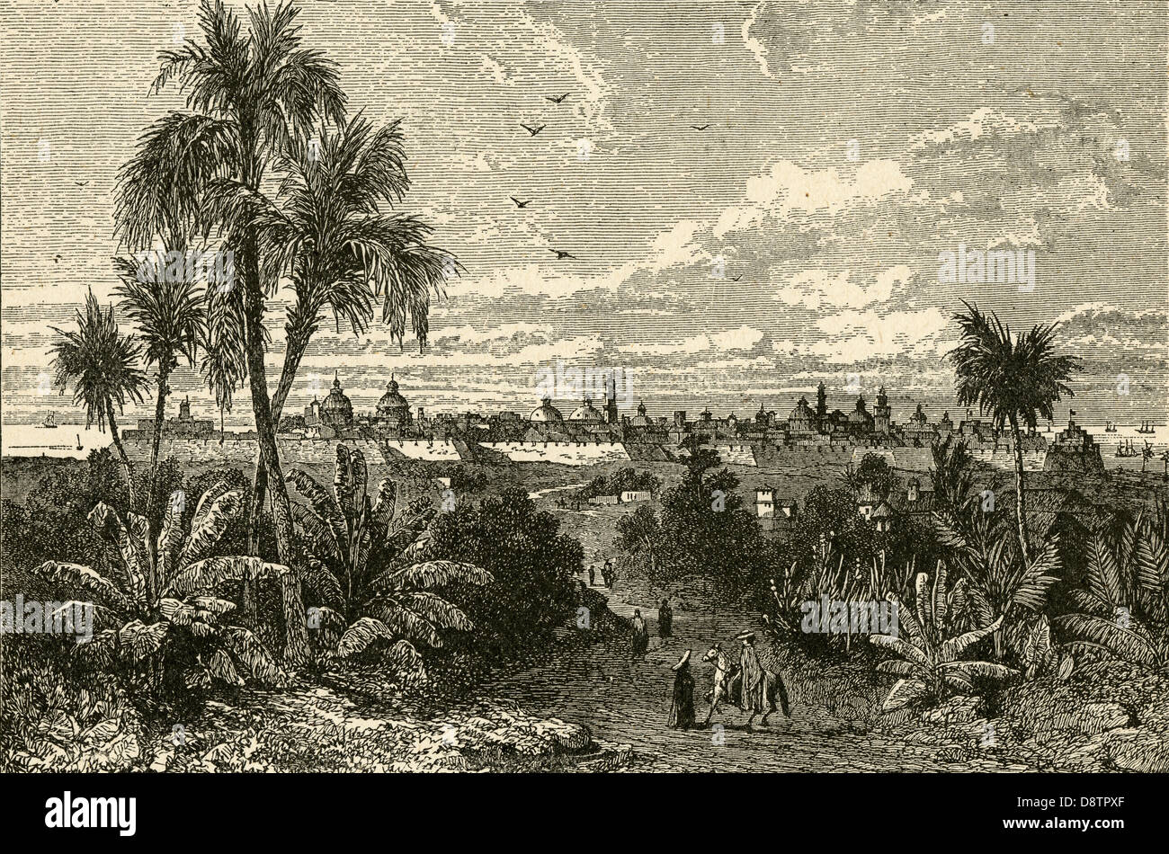 Antik ca. 1880 s Gravur, Veracruz, Mexiko. Stockfoto