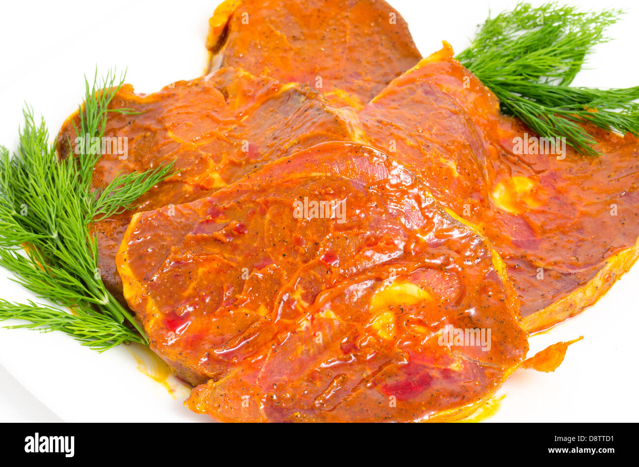 Schweinefleisch Steaks - zubereitete Speisen Stockfoto