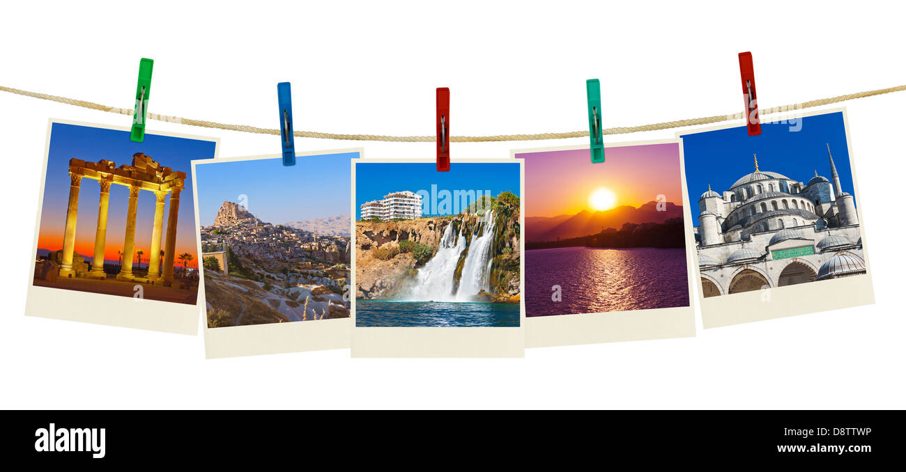 Türkei Reise-Fotografie auf Wäscheklammern Stockfoto