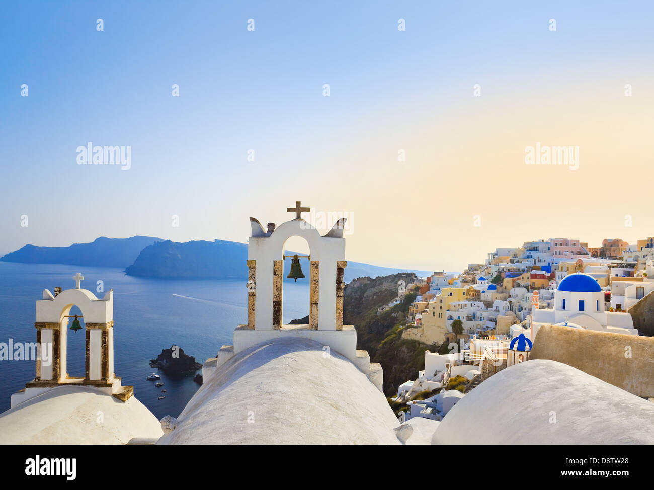 Santorin Sonnenuntergang (Oia) - Griechenland Stockfoto