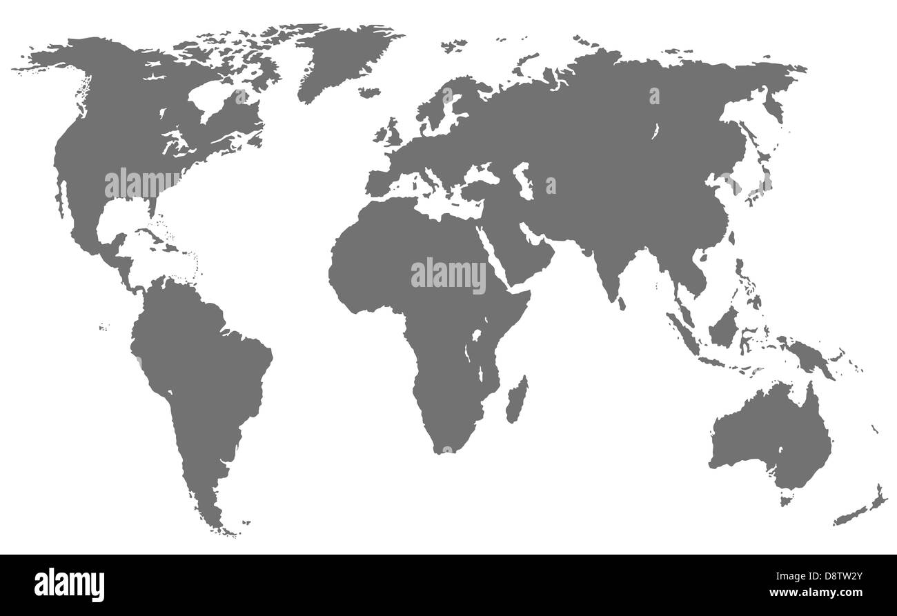 Weltkarte, isoliert Stockfoto