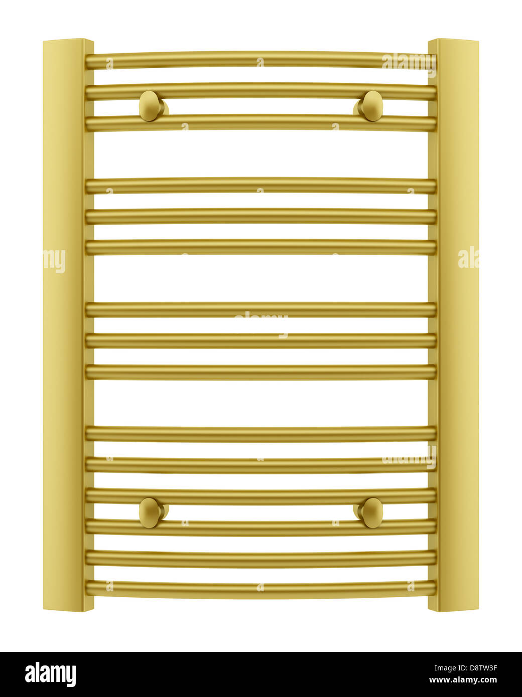 Goldenes Bad Handtuchhalter isoliert auf weiss Stockfoto