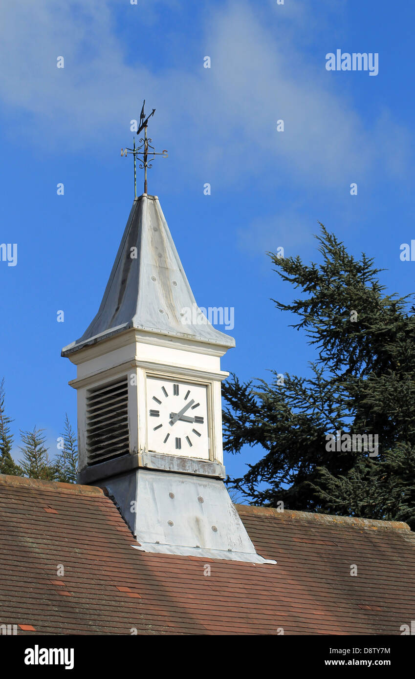 Clock Tower und Wetterfahne auf Altbau, England. Stockfoto