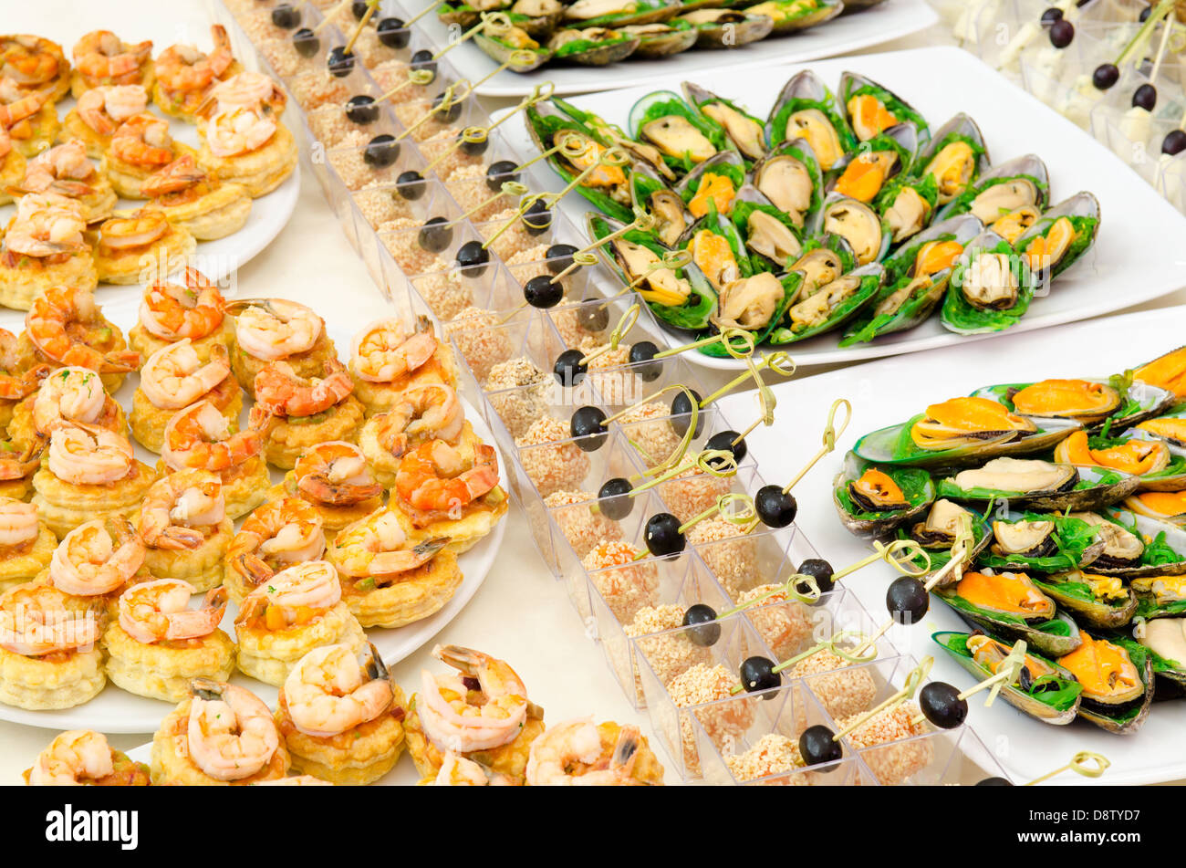 Meeresfrüchte-Buffet-Tisch Stockfoto