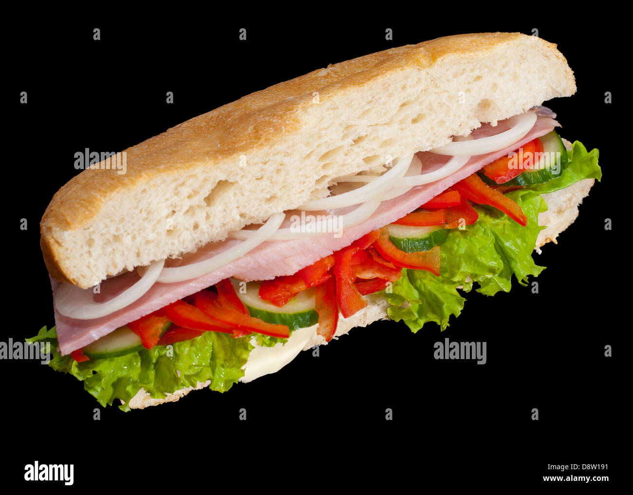 Sandwich mit Schinken und Gemüse Stockfoto