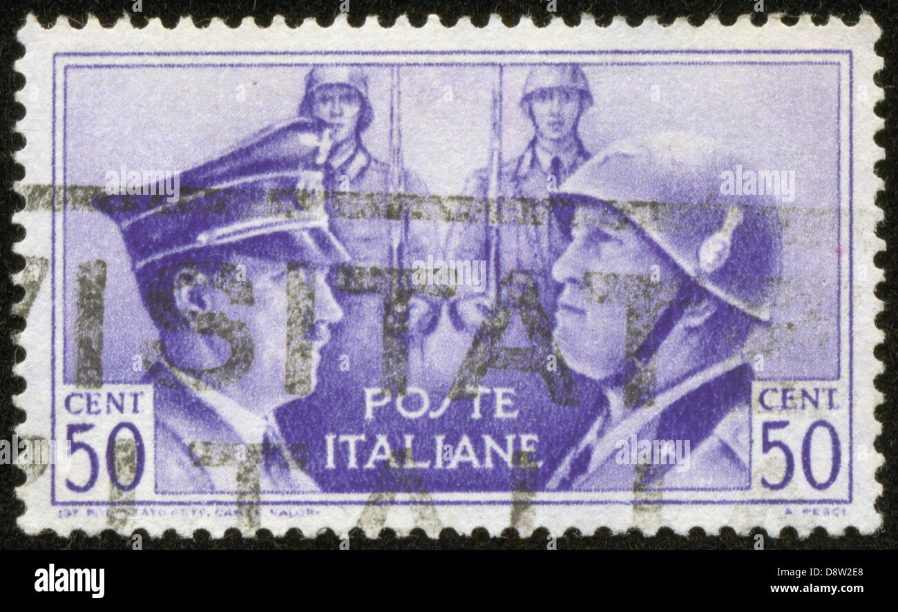 Stempel mit Hitler und Mussolini Stockfoto