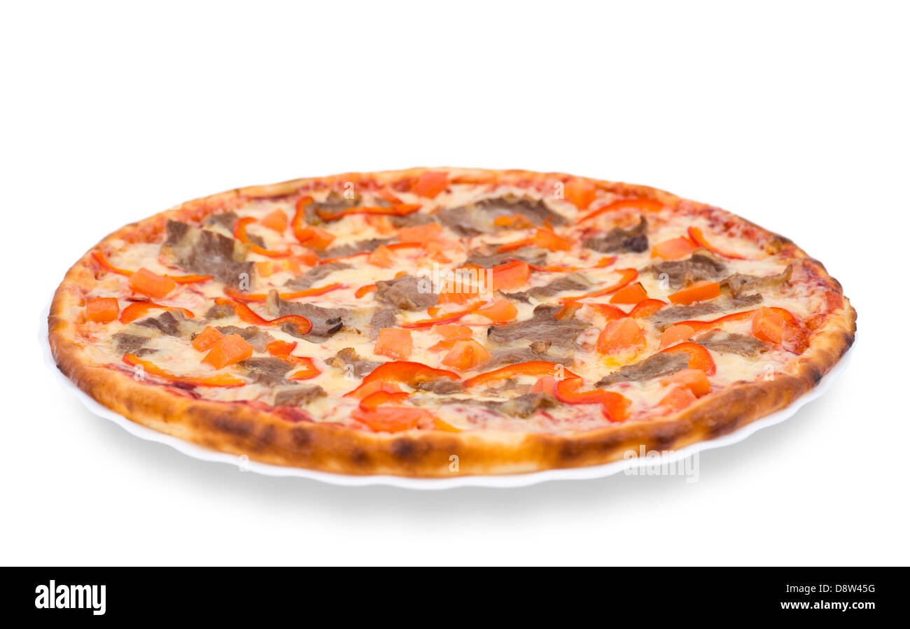 Pizza mit Rindfleisch Stockfoto