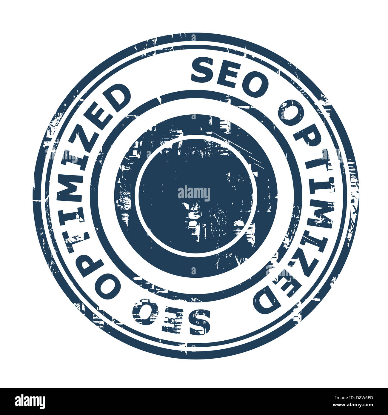 SEO optimierte Konzept Stempel isoliert auf einem weißen Hintergrund. Stockfoto