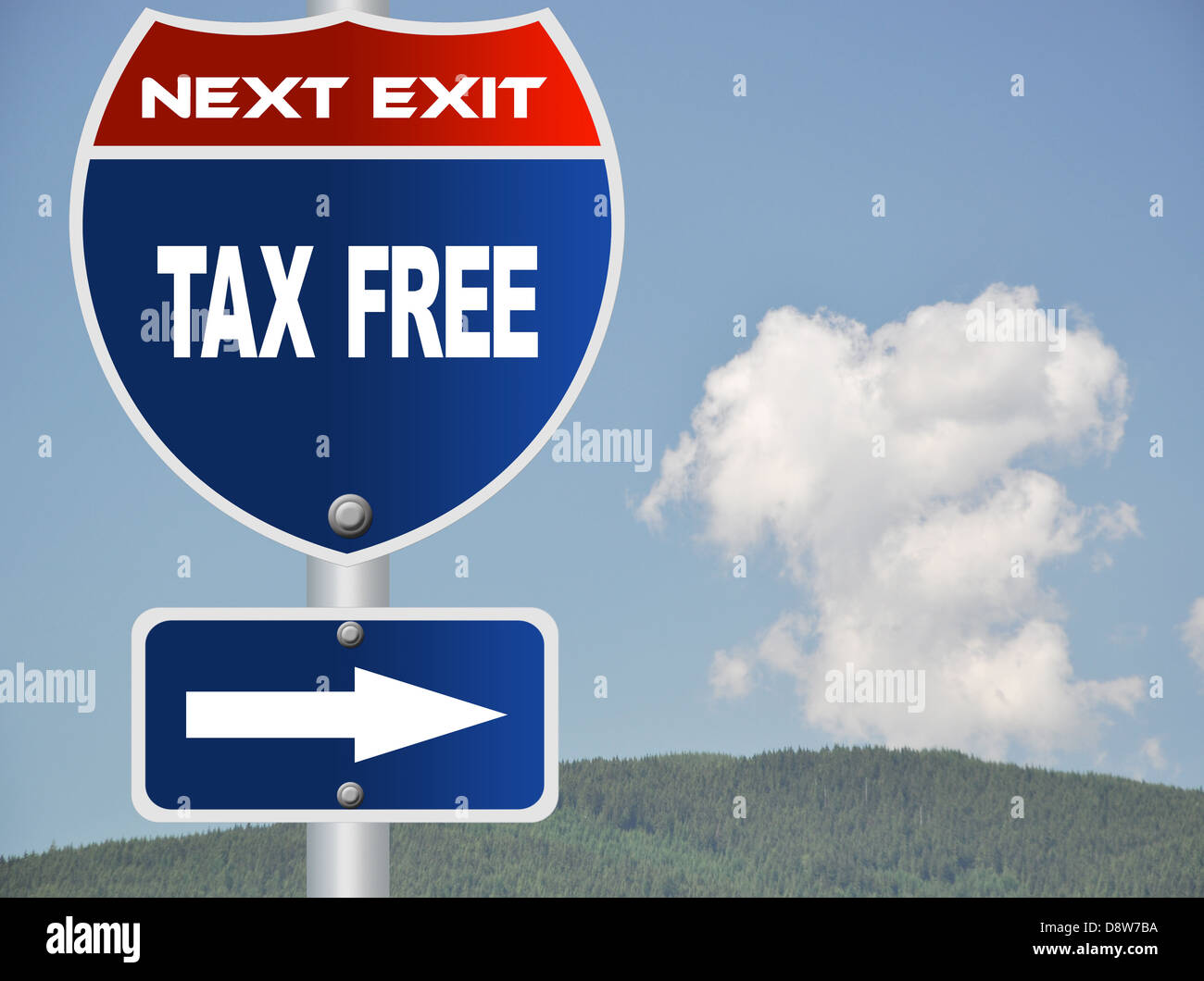 Steuer freie Straßenschild Stockfoto