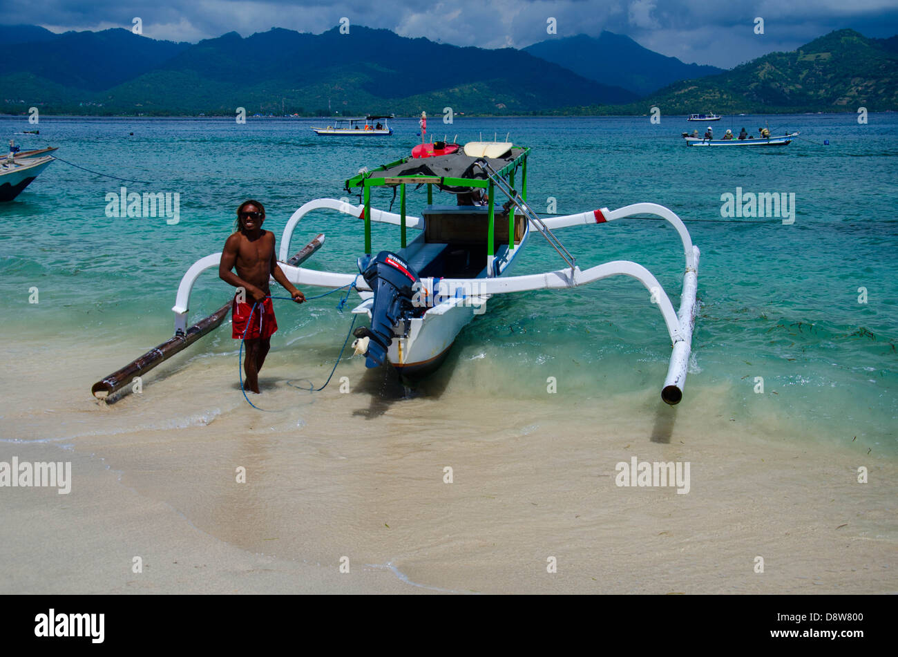 Boot auf Gili Meno Stockfoto