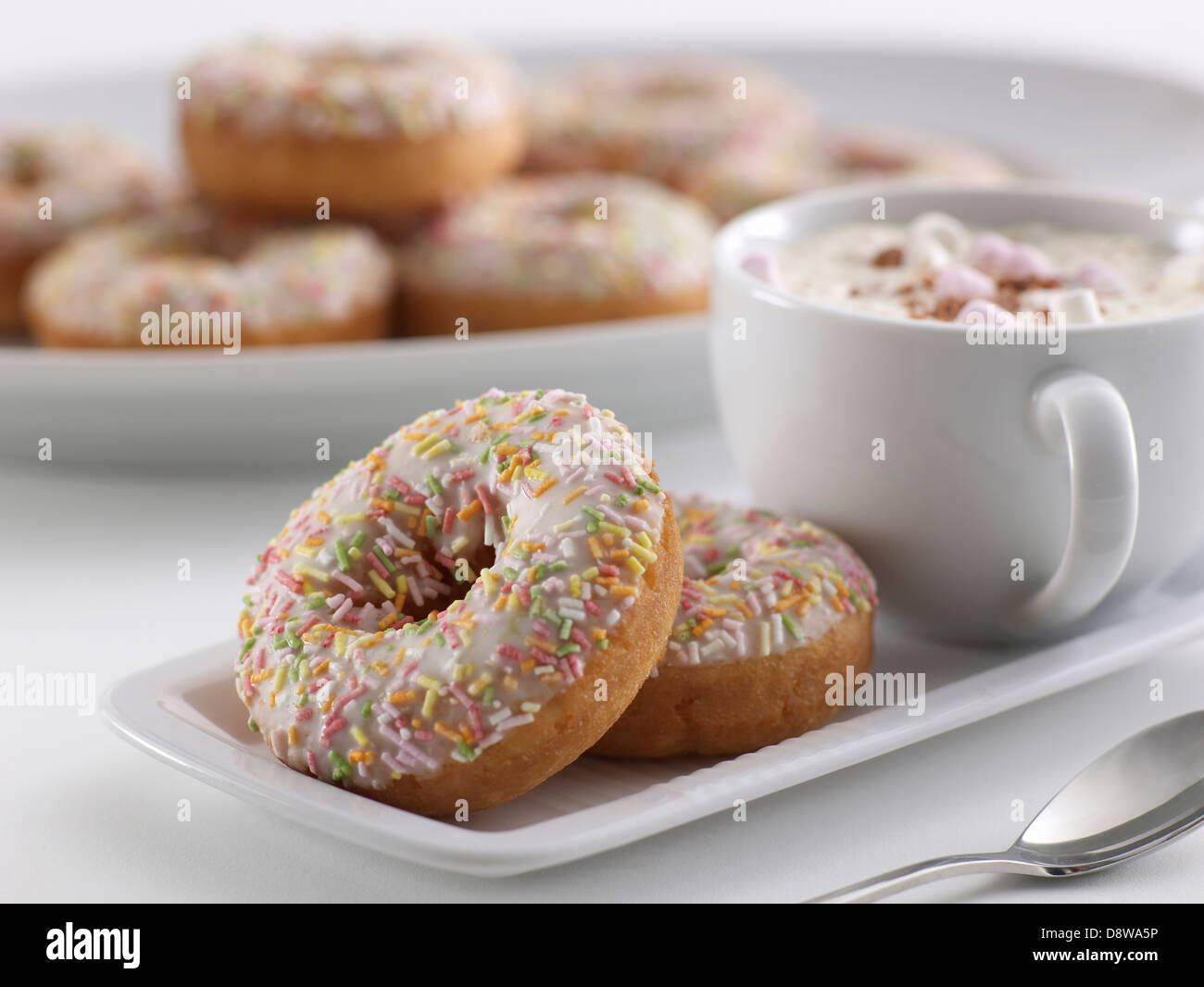 Ring Donuts Donuts Heißgetränk Stockfoto