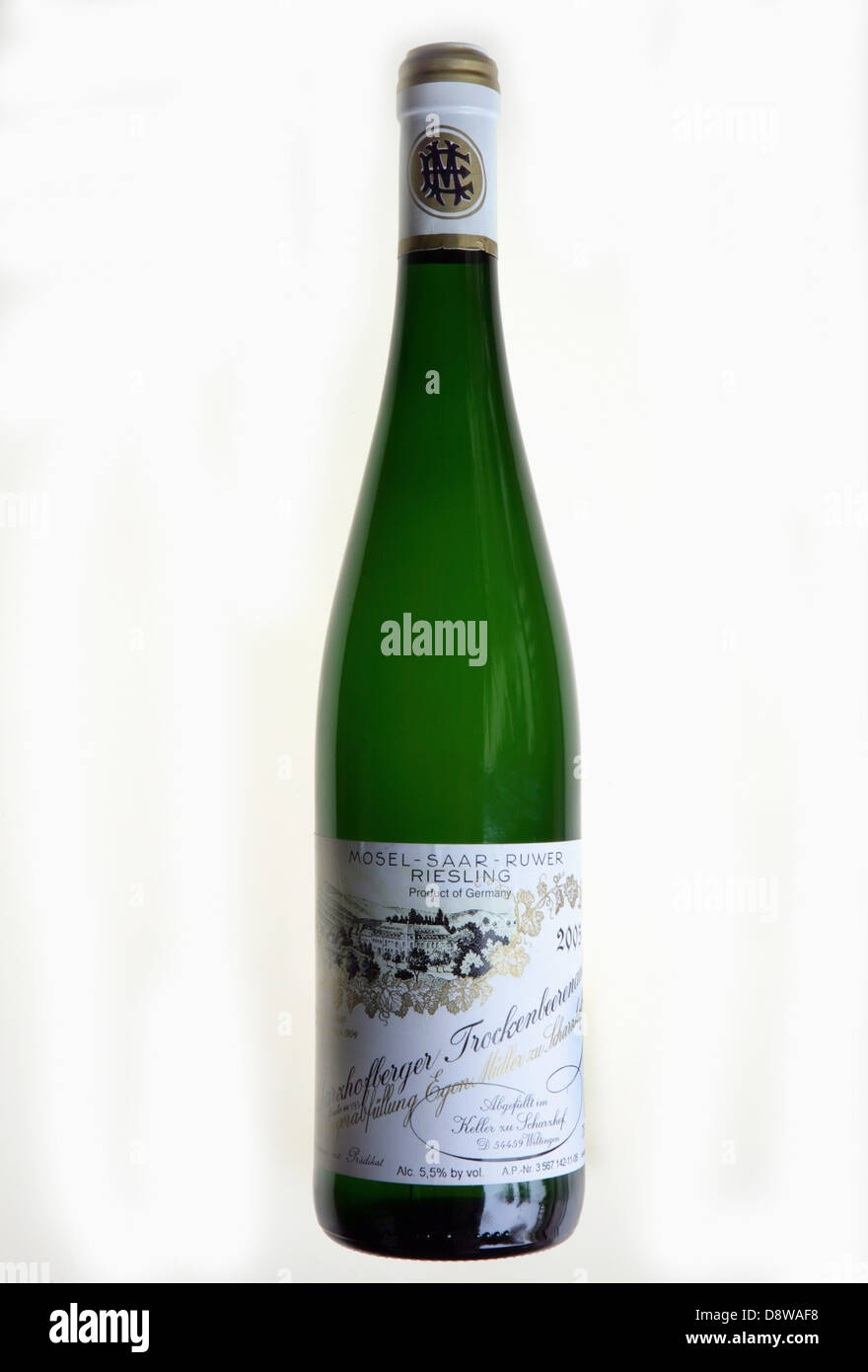 Flasche Riesling Stockfoto