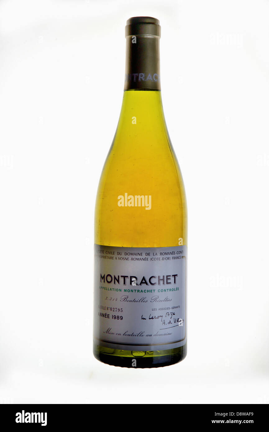Flasche Montrachet 1989 Stockfoto