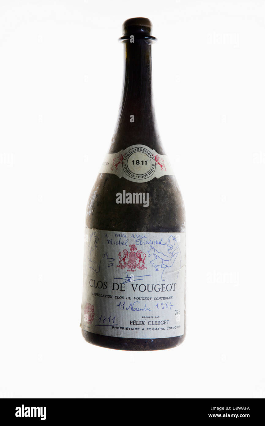 Flasche Clos de Vougeot 1811 Stockfoto