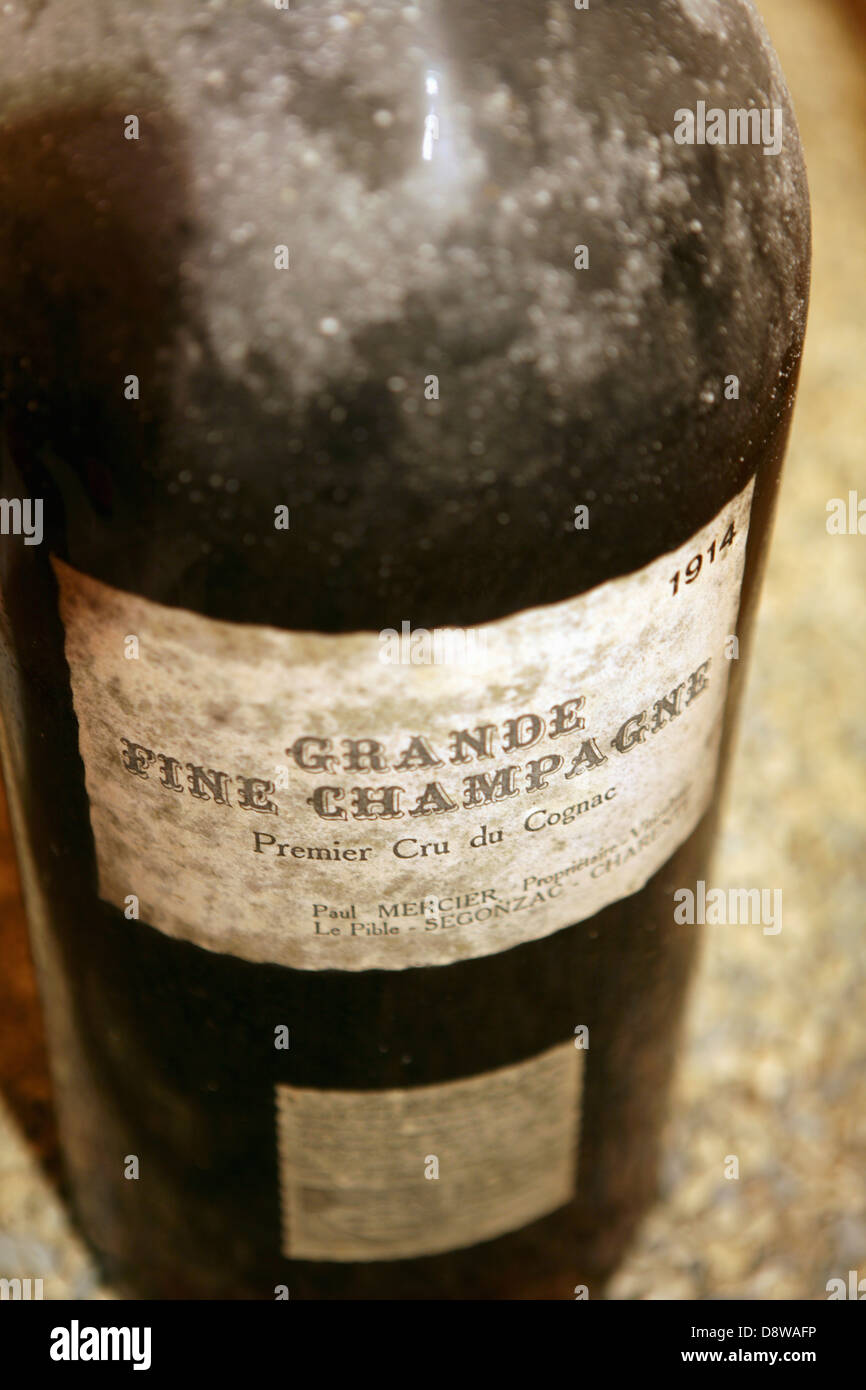 Flasche Grande Fine Champagne 1914 Stockfoto