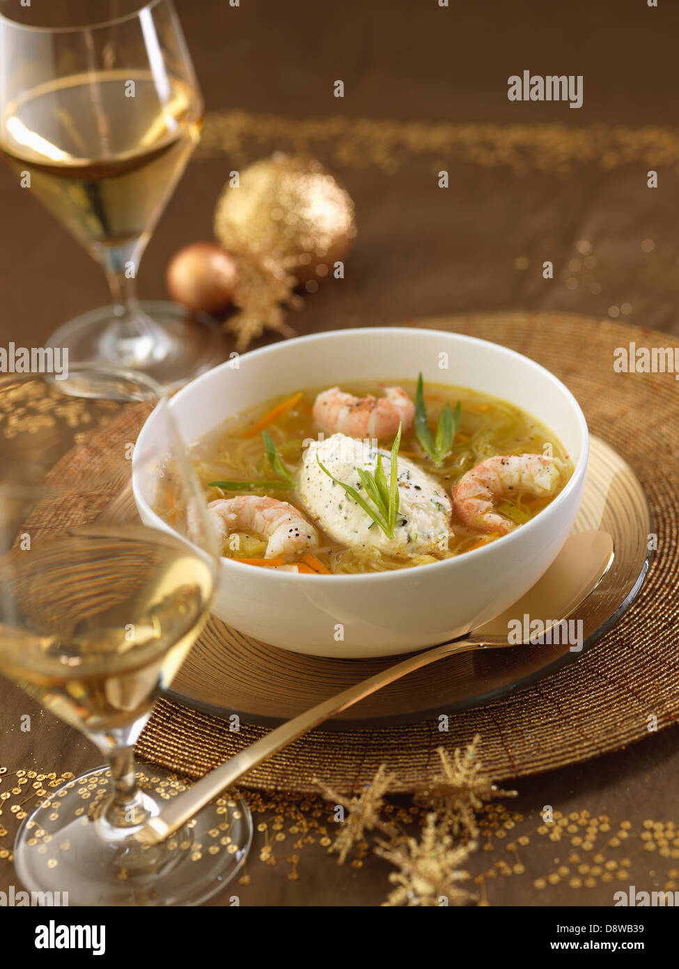 Dublin Bay Garnelen Suppe mit Estragon und Sahne Stockfoto