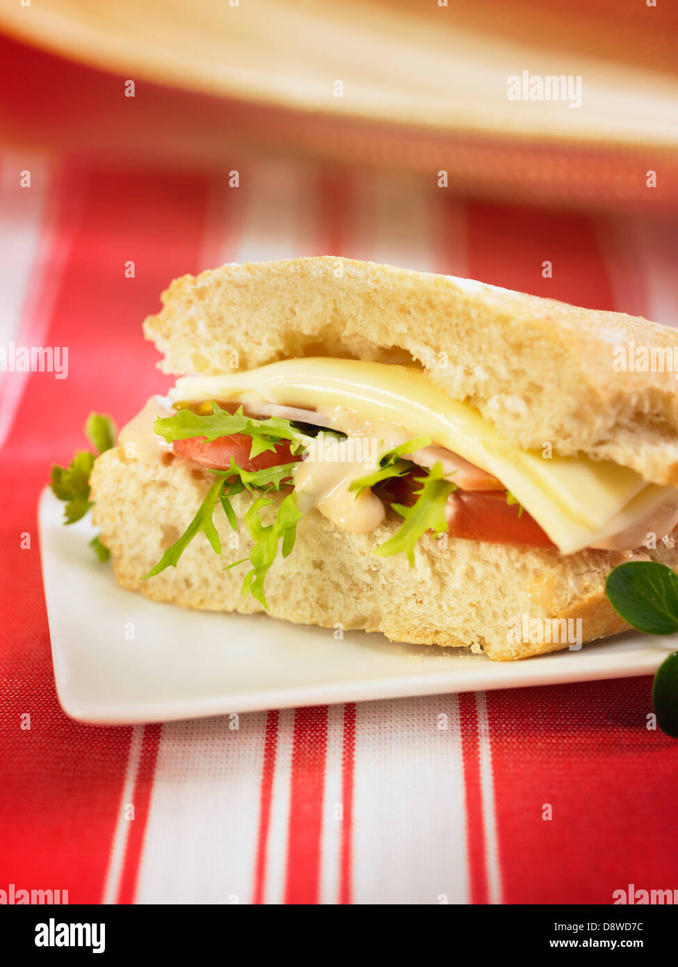 Tomaten, Käse und Oliven-sandwich Stockfoto