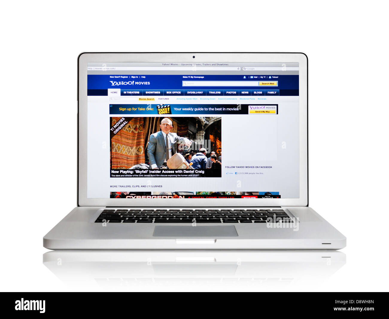 Website von Yahoo Movies auf Laptop-Bildschirm Stockfoto