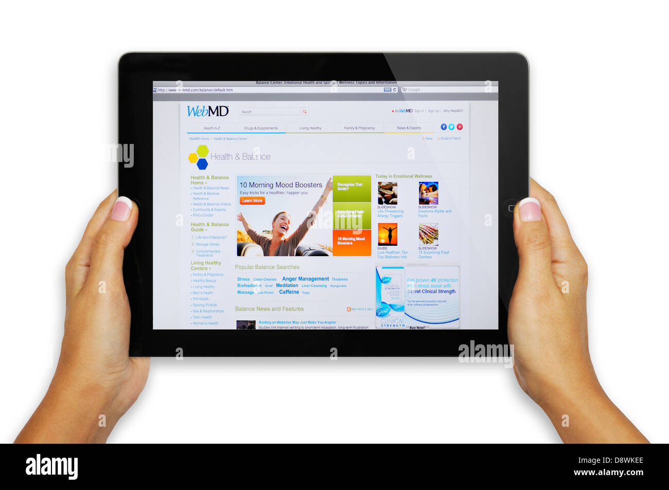 WebMD Gesundheit und medizinische Nachrichten und Informationen Website auf dem iPad Stockfoto