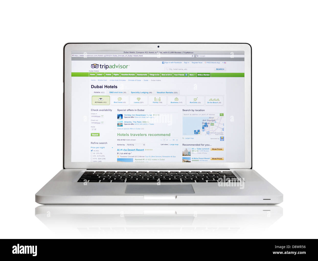 Laptop-Bildschirm zeigt Trip Advisor-Website - Online-Reise-arrangements Stockfoto