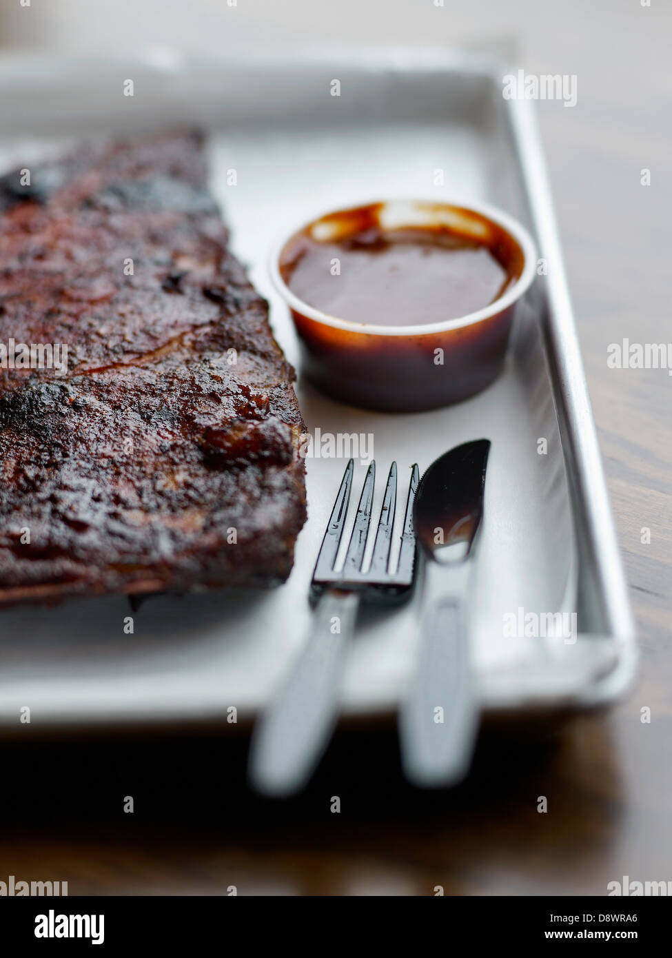 Geräucherte Schweinefleisch Spareribs vom Smoque BBQ restaurant Stockfoto