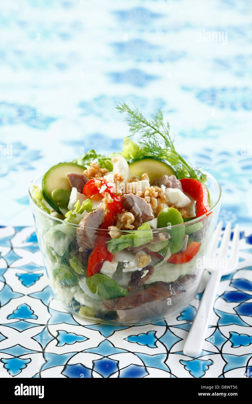 Fenchel-Salat mit Lamm mit Erdnuss-dressing Stockfoto