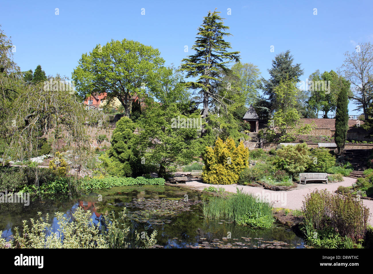Steingarten in Ness Botanical Gardens, Wirral Stockfoto