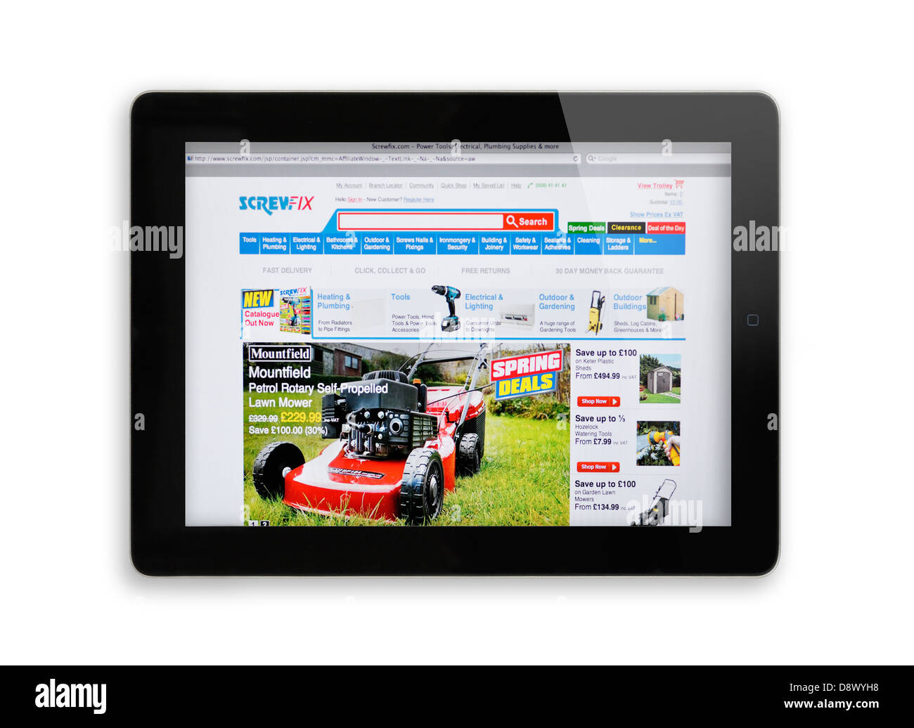 Screwfix Webseite auf dem iPad - Online-Anbieter von Handel Werkzeuge, Zubehör und Hardware-Produkte Stockfoto