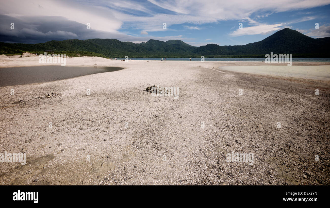 Sandstrand von See Usorisan von Mount Osore auf der Shimokita-Halbinsel Präfektur Aomori Stockfoto