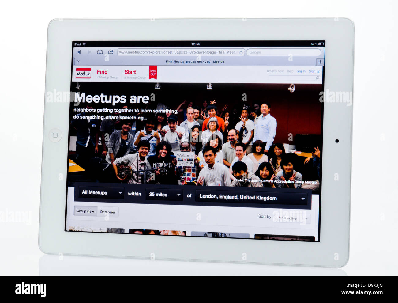 Apple Ipad Meetup Website zeigen. Stockfoto