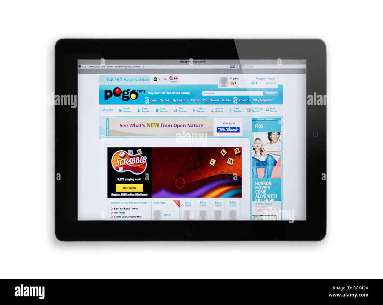 iPad-Bildschirm zeigt POGO Website - Online-Puzzles und Spiele Stockfoto