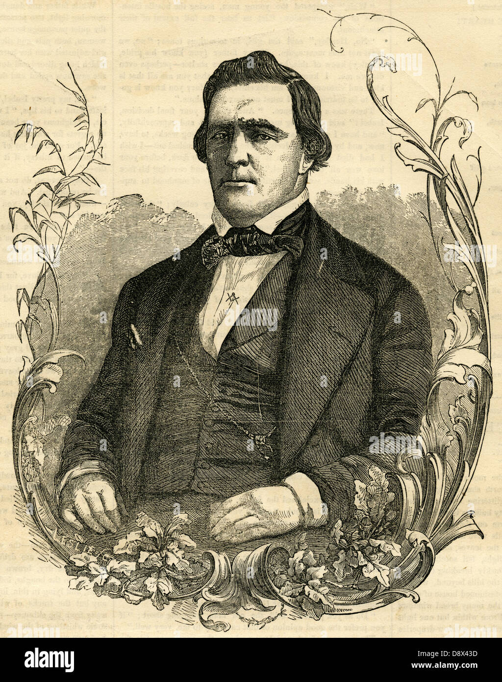 1854-Gravur, Brigham Young, der Mormonen-Präsident. Stockfoto