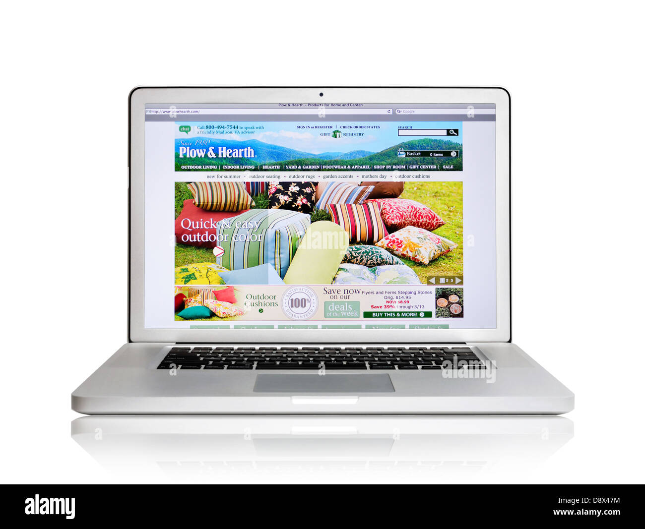 Pflug & Herd, Haus und Garten speichern auf Laptop-Bildschirm Stockfoto