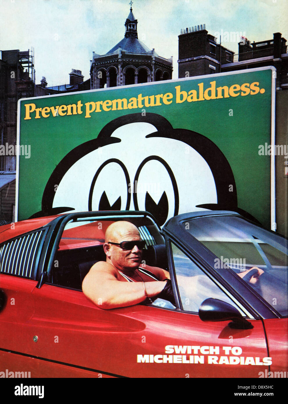 70er Jahre Werbung für Michelin Radial Reifen Stockfoto
