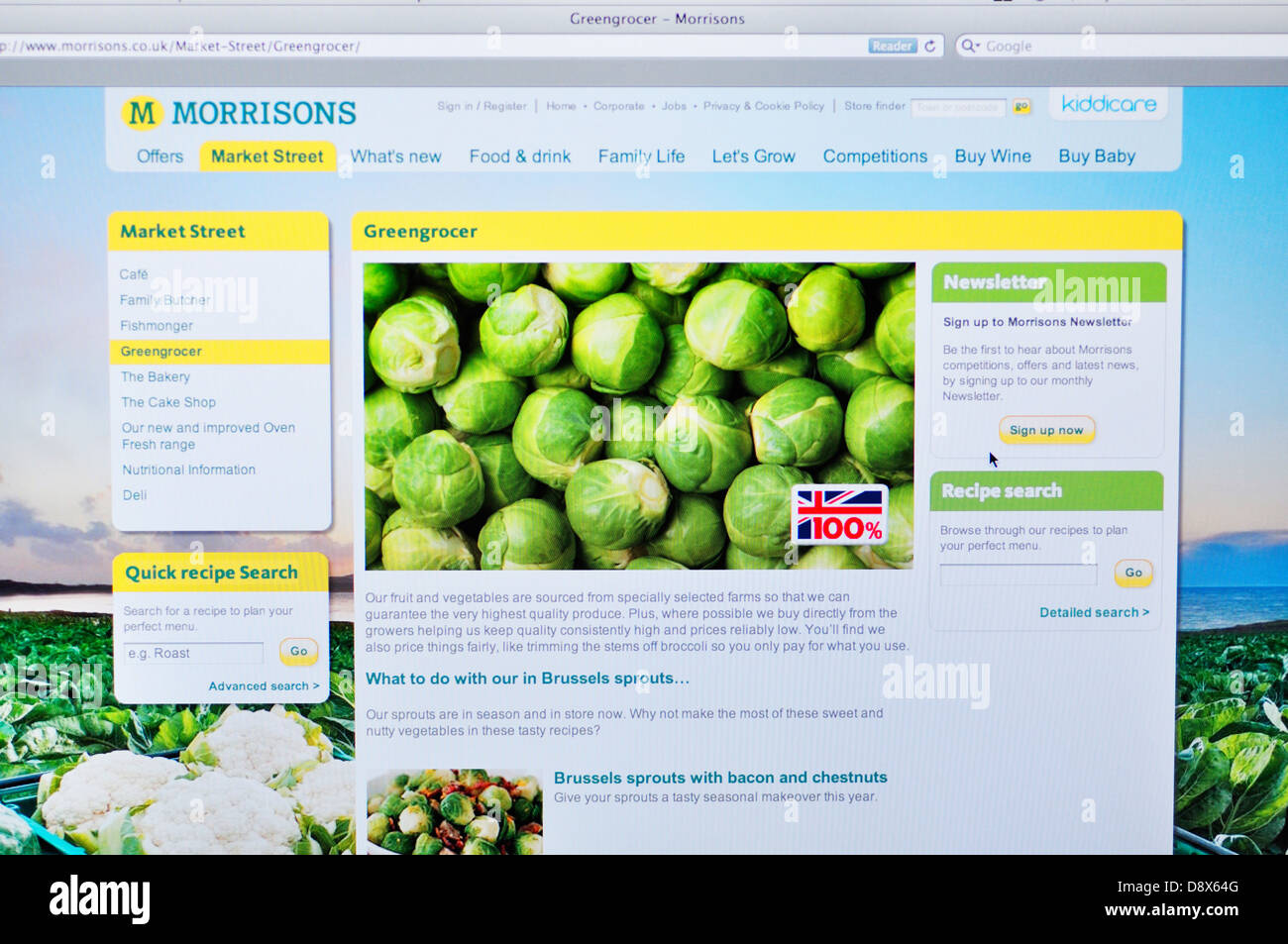 Morrison-Supermarkt website Stockfoto