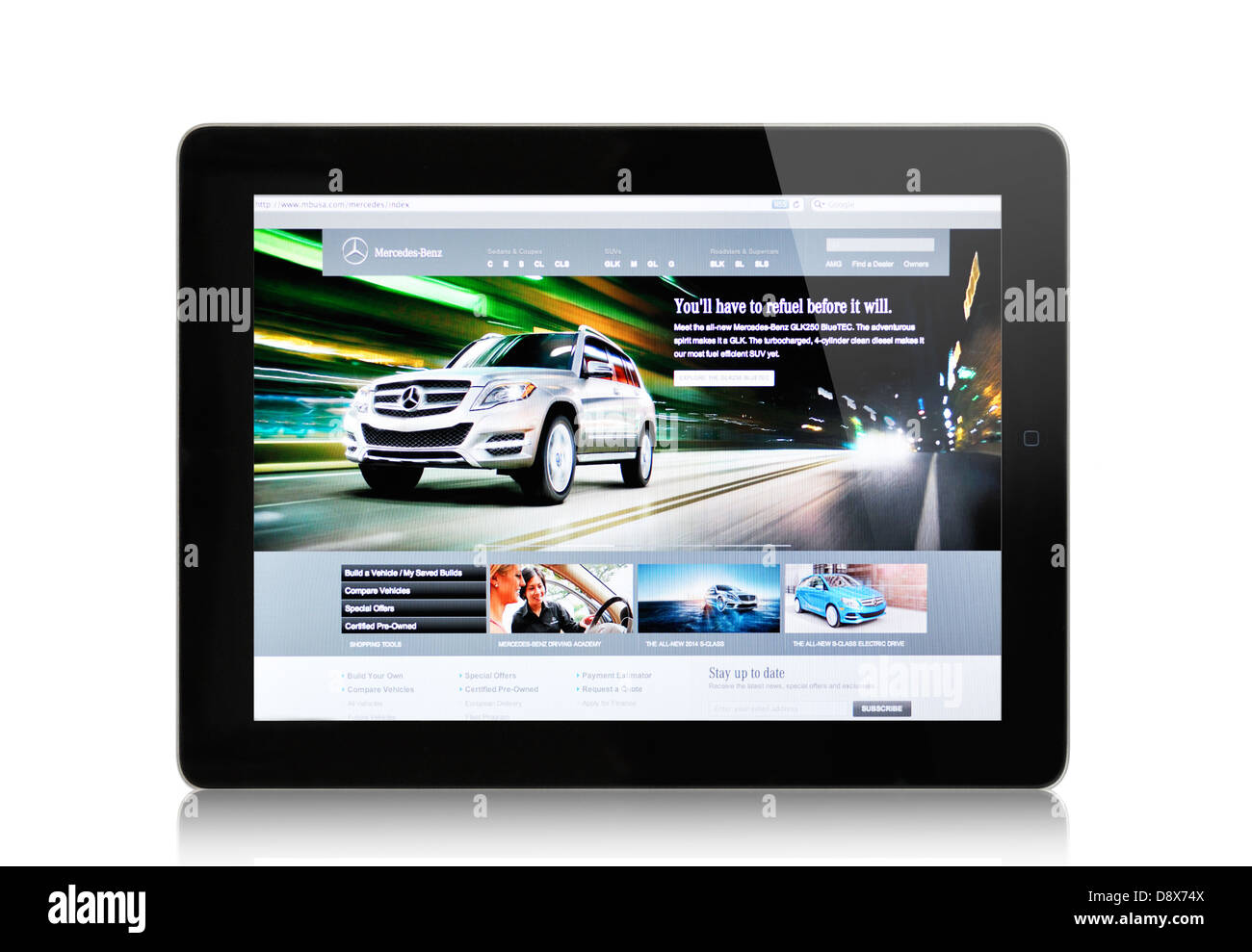 Mercedes Benz Website - Automobilhersteller auf dem iPad Stockfoto