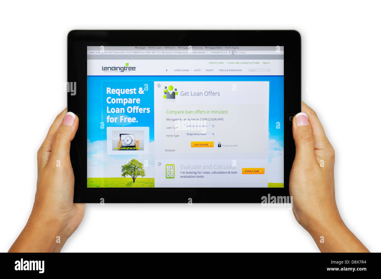 LendingTree Website auf dem iPad - Online-Kredit bietet und Preise Stockfoto