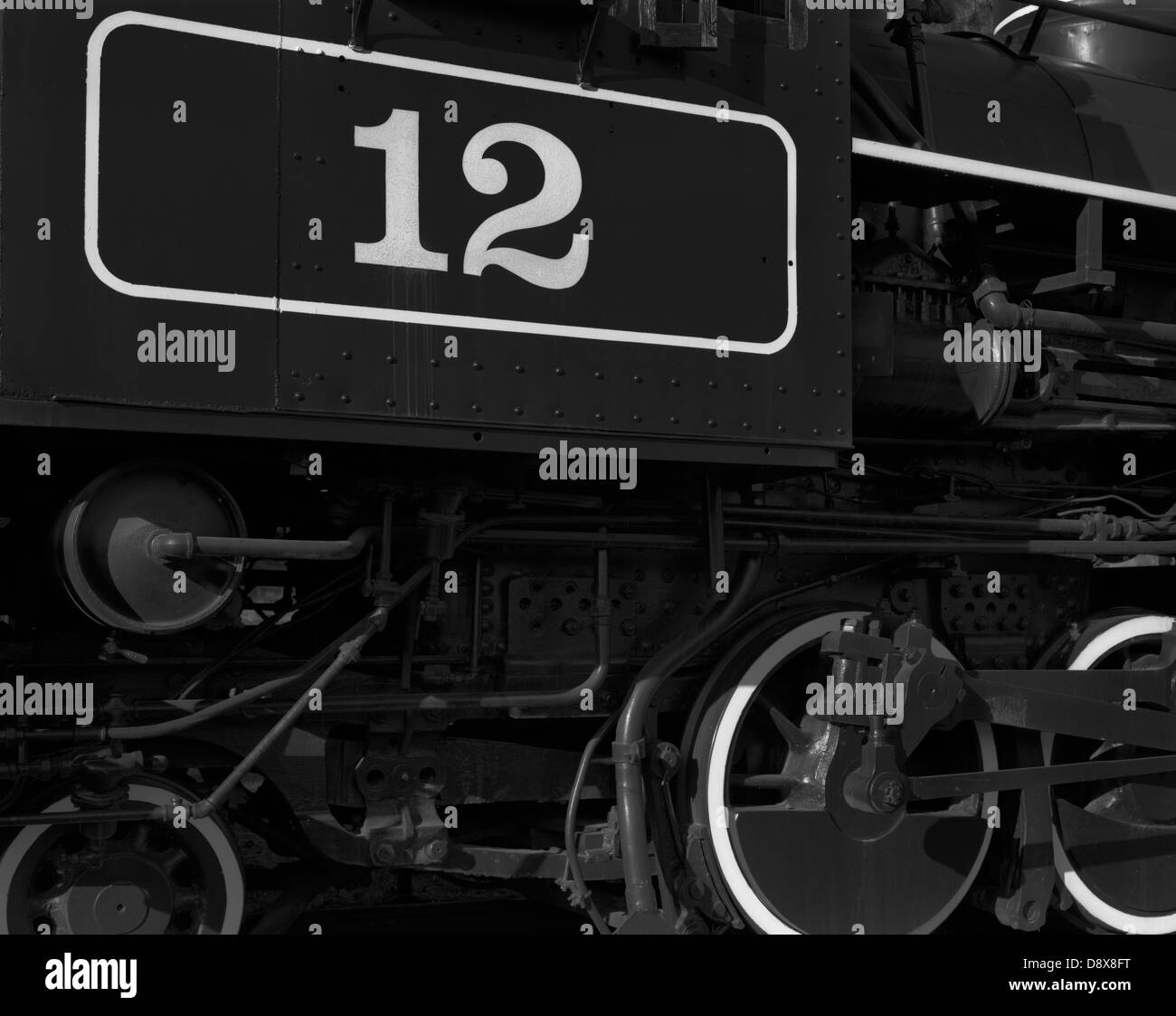 Detail der Zahl 12 Baldwin Lokomotive. Der Motor wurde im Jahre 1929