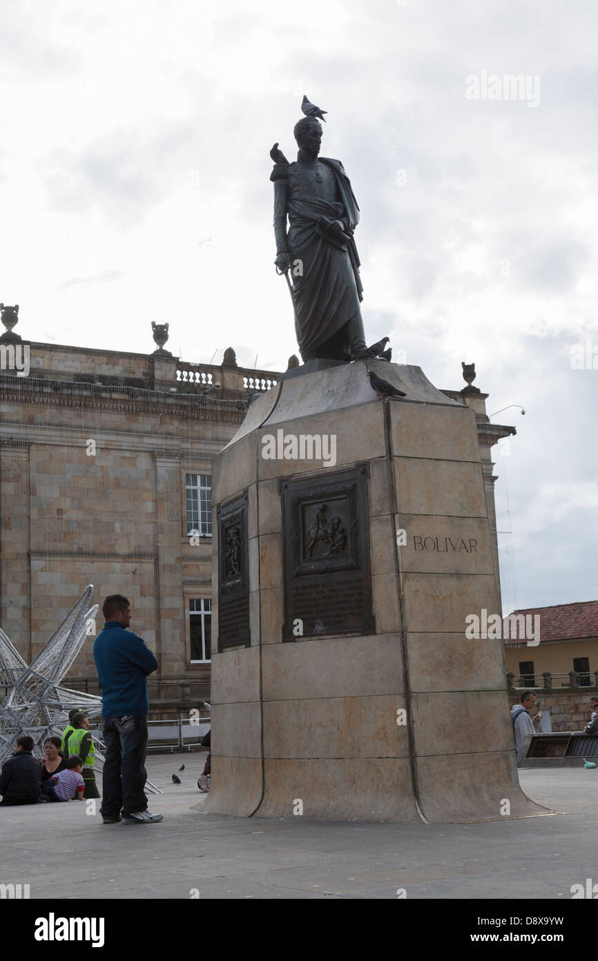 Statue von Simon Bolivar, Plaza Bolivar, Bogota, Kolumbien Stockfoto