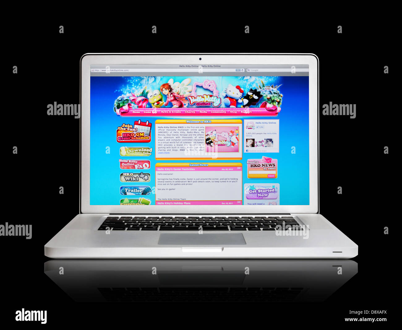 Hallo Kitty Website auf Laptop-Bildschirm Stockfoto