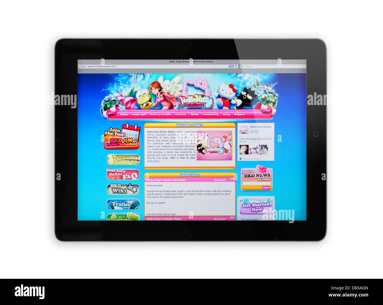 Hallo Kitty-Website auf dem iPad Stockfoto