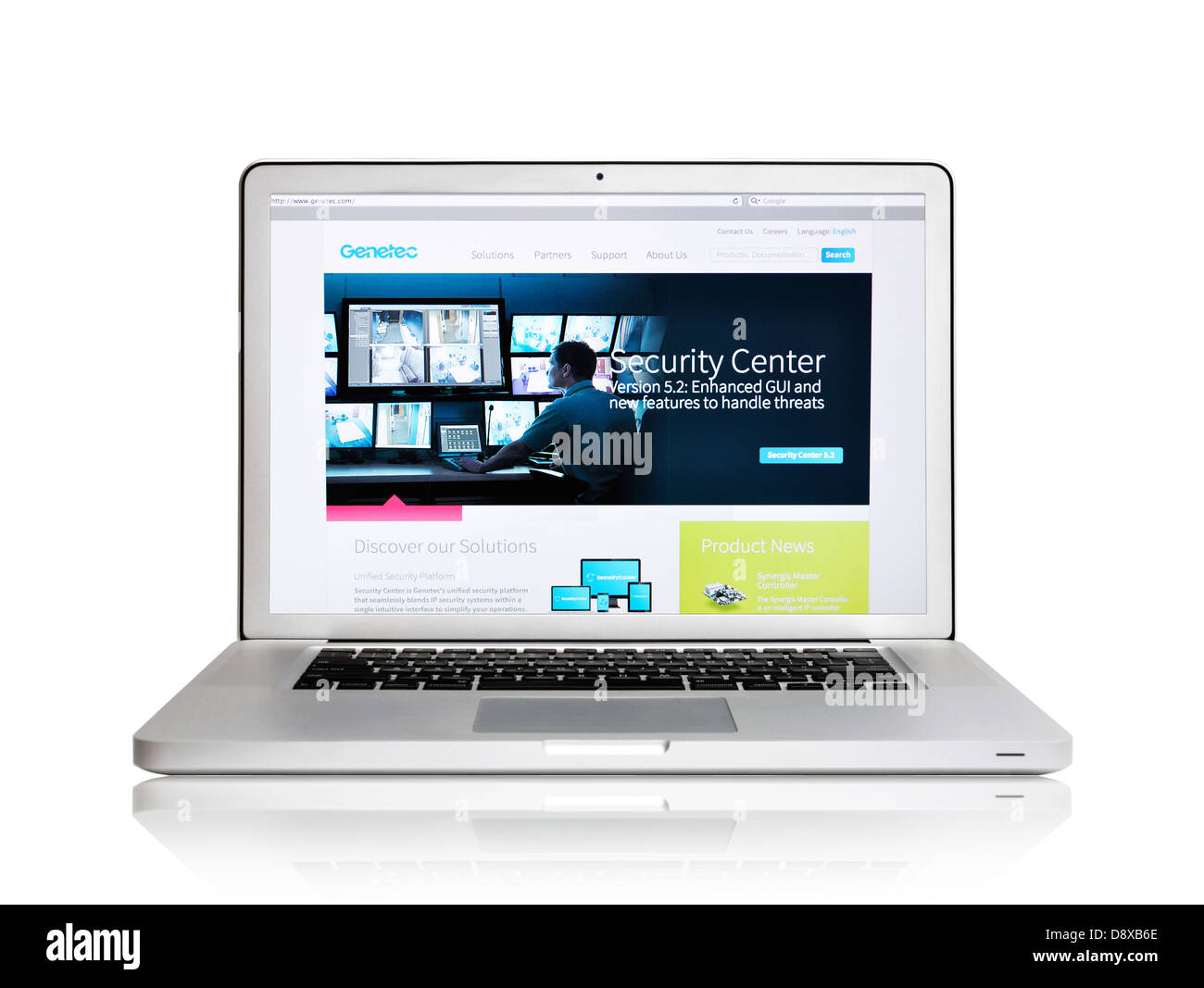 Genetec Security Center-Website auf Laptop-Bildschirm Stockfoto